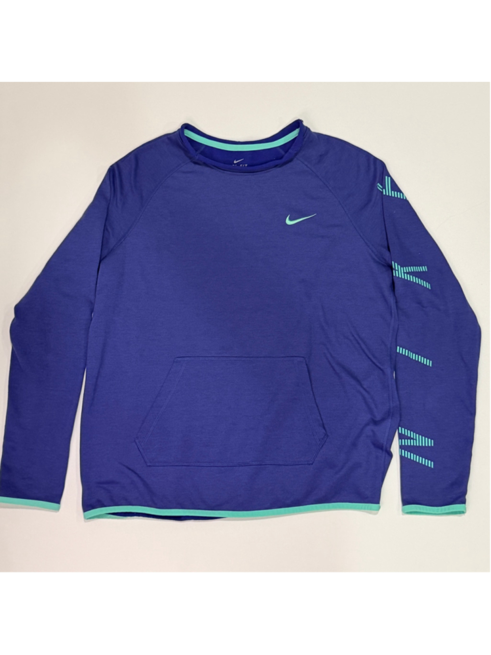 Nike Dri-FIT Pullover Hoodie Large Blue Green Long Sleeve Athletic - b14